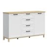 Petits Meubles Buffet 2 Portes 4 Tiroirs Blanc Et Naturel
