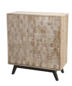 MACABANE Buffet 2 Portes Beige Pieds En Sapin Noir