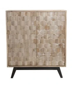MACABANE Buffet 2 Portes Beige Pieds En Sapin Noir -Boutique Belamp buffet 2 portes beige pieds en sapin noir 4