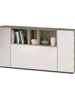 Dmora Buffet 2 Portes Effet Bois Blanc Et Chêne -Boutique Belamp buffet 2 portes effet bois blanc et chene 4