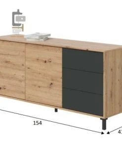 Dmora Buffet 2 Portes Effet Bois Chêne Et Anthracite -Boutique Belamp buffet 2 portes effet bois chene et anthracite 5