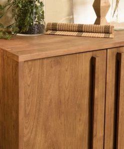 MACABANE Buffet 2 Portes En Bois De Teck Recyclé Pieds En Métal Noir -Boutique Belamp buffet 2 portes en bois de teck recycle pieds en metal noir 2