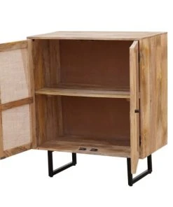 Drawer Buffet 2 Portes En Bois Et Cannage L85cm Bois -Boutique Belamp buffet 2 portes en bois et cannage l85cm bois 4