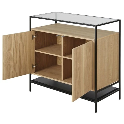 Maisons Du Monde Buffet 2 Portes En Verre Et Métal Noir 2 Maisons Du Monde Buffet 2 Portes En Verre Et Métal Noir – Image 2