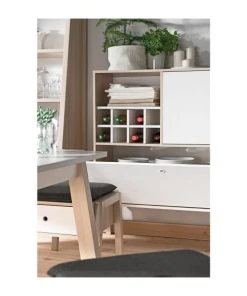 CALICOSY Buffet 2 Portes Et 4 Niches - Blanc Et Beige -Boutique Belamp buffet 2 portes et 4 niches blanc et beige 4