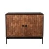 Dutchbone Buffet 2 Portes Sculptées En Bois Foncé Métal