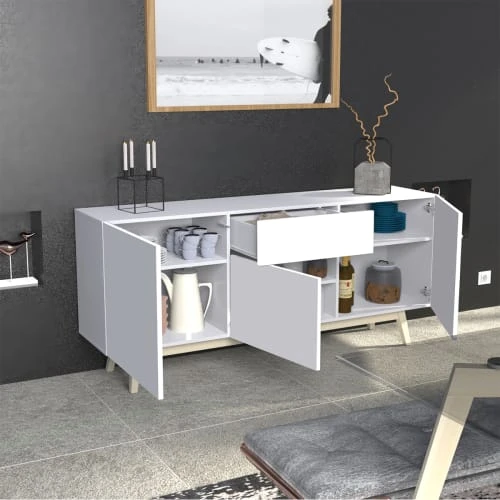 Weber Industries Buffet 3 Portes 1 Tiroir Blanc 3 Weber Industries Buffet 3 Portes 1 Tiroir Blanc – Image 3