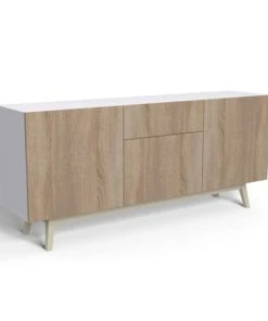 Weber Industries Buffet 3 Portes 1 Tiroir Chêne Blanchi Blanc