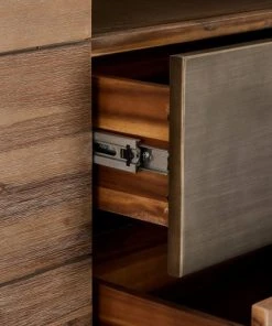 Furnhouse Buffet 3 Portes 2 Tiroirs En Acacia Massif Et Métal Marron -Boutique Belamp buffet 3 portes 2 tiroirs en acacia massif et metal marron 2