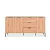 CALICOSY Buffet 3 Portes 3 Tiroirs Décor Chêne- L180 X H88 X P38,5 Cm