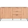 HOMIFAB Buffet 3 Portes 3 Tiroirs Effet Chêne 180 Cm