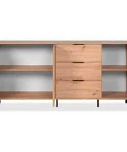 HOMIFAB Buffet 3 Portes 3 Tiroirs Effet Chêne 180 Cm -Boutique Belamp buffet 3 portes 3 tiroirs effet chene 180 cm 2