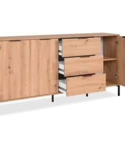 HOMIFAB Buffet 3 Portes 3 Tiroirs Effet Chêne 180 Cm -Boutique Belamp buffet 3 portes 3 tiroirs effet chene 180 cm 3