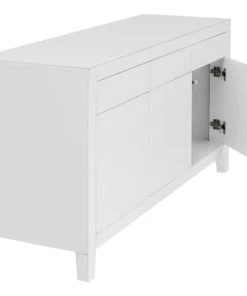 Kare Design Buffet 3 Portes 3 Tiroirs En Verre Blanc -Boutique Belamp buffet 3 portes 3 tiroirs en verre blanc 4