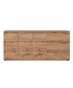 CALICOSY Buffet 3 Portes, 3 Tiroirs Et 2 étagères - L178,5 Cm - Marron