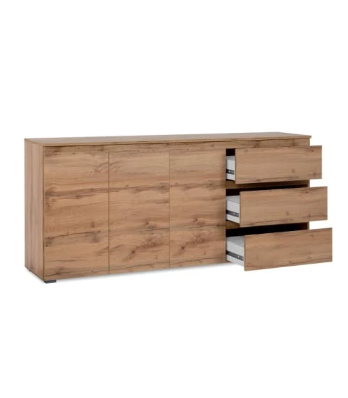 CALICOSY Buffet 3 Portes, 3 Tiroirs Et 2 étagères - L178,5 Cm - Marron 4 CALICOSY Buffet 3 Portes, 3 Tiroirs Et 2 étagères - L178,5 Cm - Marron – Image 4