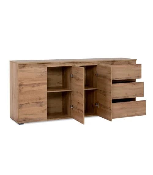 CALICOSY Buffet 3 Portes, 3 Tiroirs Et 2 étagères - L178,5 Cm - Marron 5 CALICOSY Buffet 3 Portes, 3 Tiroirs Et 2 étagères - L178,5 Cm - Marron – Image 5