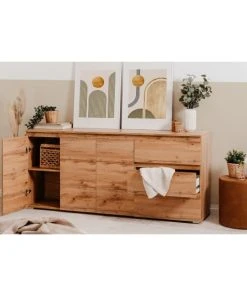 CALICOSY Buffet 3 Portes, 3 Tiroirs Et 2 étagères - L178,5 Cm - Marron 11 CALICOSY Buffet 3 Portes, 3 Tiroirs Et 2 étagères - L178,5 Cm - Marron -Boutique Belamp buffet 3 portes 3 tiroirs et 2 etageres l178 5 cm marron 5