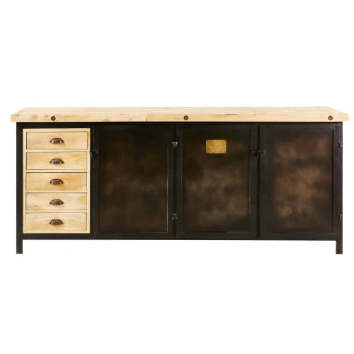 Maisons Du Monde Buffet 3 Portes 5 Tiroirs En Métal Noir Et Manguier Massif 1 Maisons Du Monde Buffet 3 Portes 5 Tiroirs En Métal Noir Et Manguier Massif