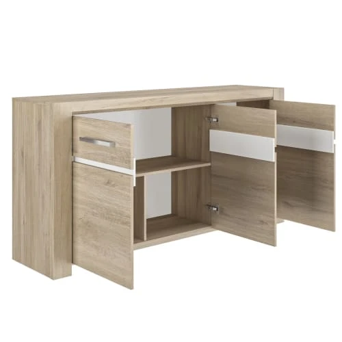 GAMI Buffet 3 Portes Effet Bois Beige 45x180x91 3 GAMI Buffet 3 Portes Effet Bois Beige 45x180x91 – Image 3