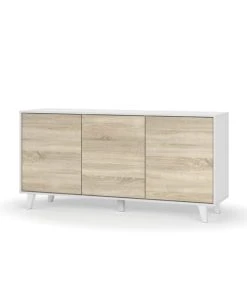 Dmora Buffet 3 Portes Effet Bois Blanc