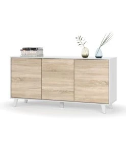 Dmora Buffet 3 Portes Effet Bois Blanc -Boutique Belamp buffet 3 portes effet bois blanc 4