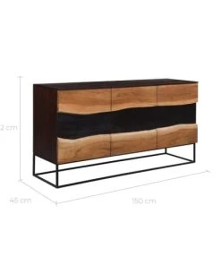 Rendez Vous Déco Buffet 3 Portes En Bois D'acacia Et Métal Noir -Boutique Belamp buffet 3 portes en bois d acacia et metal noir 2