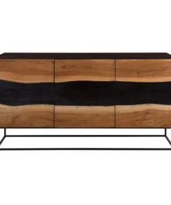 Rendez Vous Déco Buffet 3 Portes En Bois D'acacia Et Métal Noir