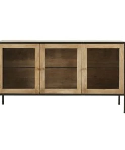Maisons Du Monde Buffet 3 Portes En Manguier Massif Et Verre Trempé