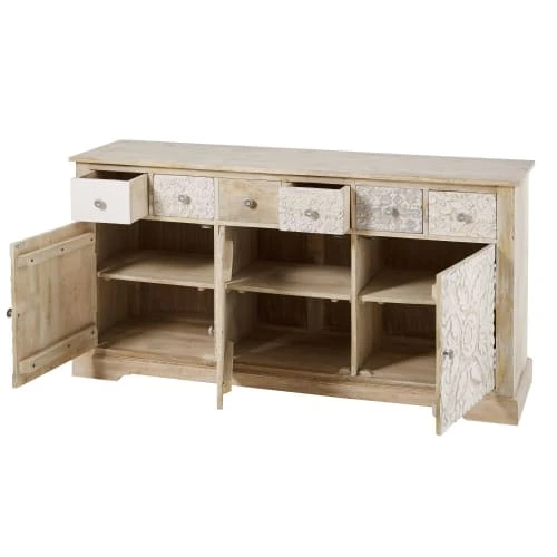 Maisons Du Monde Buffet 3 Portes En Manguier Massif Sculpté 3 Maisons Du Monde Buffet 3 Portes En Manguier Massif Sculpté – Image 3