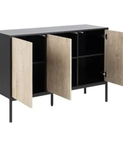 TOILINUX Buffet 3 Portes En Mdf Et Métal Noir 7 TOILINUX Buffet 3 Portes En Mdf Et Métal Noir -Boutique Belamp buffet 3 portes en mdf et metal noir 2
