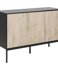 TOILINUX Buffet 3 Portes En Mdf Et Métal Noir