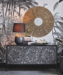 Maisons Du Monde Buffet 3 Portes En Métal Et Manguier Noir Sculpté -Boutique Belamp buffet 3 portes en metal et manguier noir sculpte 1000 16 24 198423 4