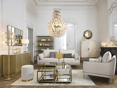 Maisons Du Monde Buffet 3 Portes En Métal Ondulé Coloris Laiton Et Marbre Blanc 4 Maisons Du Monde Buffet 3 Portes En Métal Ondulé Coloris Laiton Et Marbre Blanc – Image 4