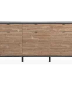 HOMIFAB Buffet 3 Portes Noir Et Effet Chêne 175 Cm