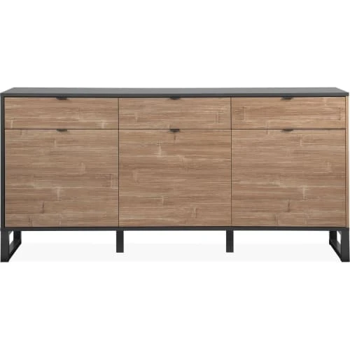 HOMIFAB Buffet 3 Portes Noir Et Effet Chêne 175 Cm 1 HOMIFAB Buffet 3 Portes Noir Et Effet Chêne 175 Cm