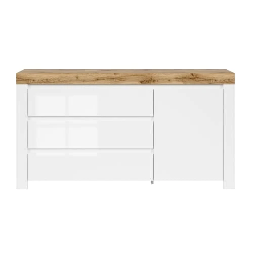 Petits Meubles Buffet 3 Tiroirs 1 Porte Blanc Et Naturel 2 Petits Meubles Buffet 3 Tiroirs 1 Porte Blanc Et Naturel – Image 2