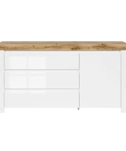 Petits Meubles Buffet 3 Tiroirs 1 Porte Blanc Et Naturel 5 Petits Meubles Buffet 3 Tiroirs 1 Porte Blanc Et Naturel -Boutique Belamp buffet 3 tiroirs 1 porte blanc et naturel 2