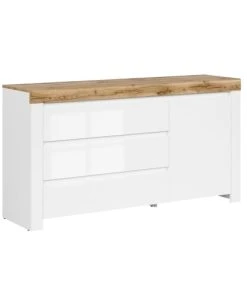 Petits Meubles Buffet 3 Tiroirs 1 Porte Blanc Et Naturel