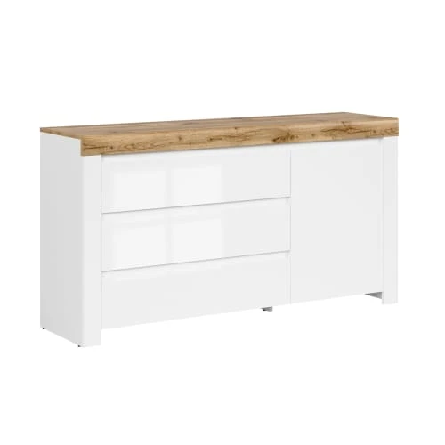 Petits Meubles Buffet 3 Tiroirs 1 Porte Blanc Et Naturel 1 Petits Meubles Buffet 3 Tiroirs 1 Porte Blanc Et Naturel