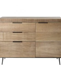 MACABANE Buffet 3 Tiroirs 1 Porte Bois Sapin Et Pieds Métal