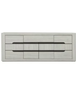 GAMI Buffet 4 Portes 1 Tiroir Effet Bois Gris