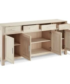 Furnhouse Buffet 4 Portes 4 Tiroirs En Chêne Massif Clair -Boutique Belamp buffet 4 portes 4 tiroirs en chene massif clair 2