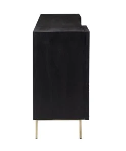 Rendez Vous Déco Buffet 4 Portes En Bois Gravé Noir Et Métal Doré -Boutique Belamp buffet 4 portes en bois grave noir et metal dore 5