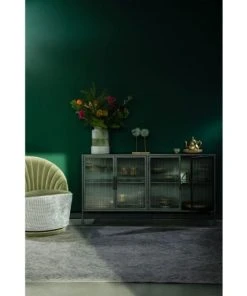 Dutchbone Buffet 4 Portes En Verre Noir -Boutique Belamp buffet 4 portes en verre noir 2