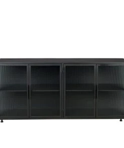 Dutchbone Buffet 4 Portes En Verre Noir