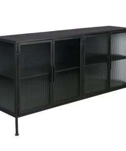 Dutchbone Buffet 4 Portes En Verre Noir -Boutique Belamp buffet 4 portes en verre noir 4