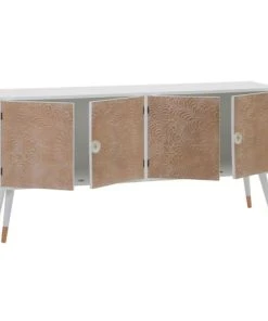 Altobuy Buffet 4 Portes Pin Massif Marron Et Blanc -Boutique Belamp buffet 4 portes pin massif marron et blanc 2