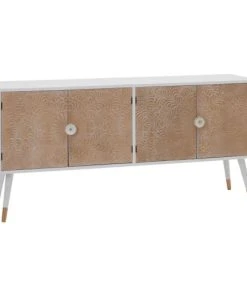 Altobuy Buffet 4 Portes Pin Massif Marron Et Blanc
