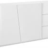 Dmora Buffet à 2 Portes Effet Bois Blanc Brillant